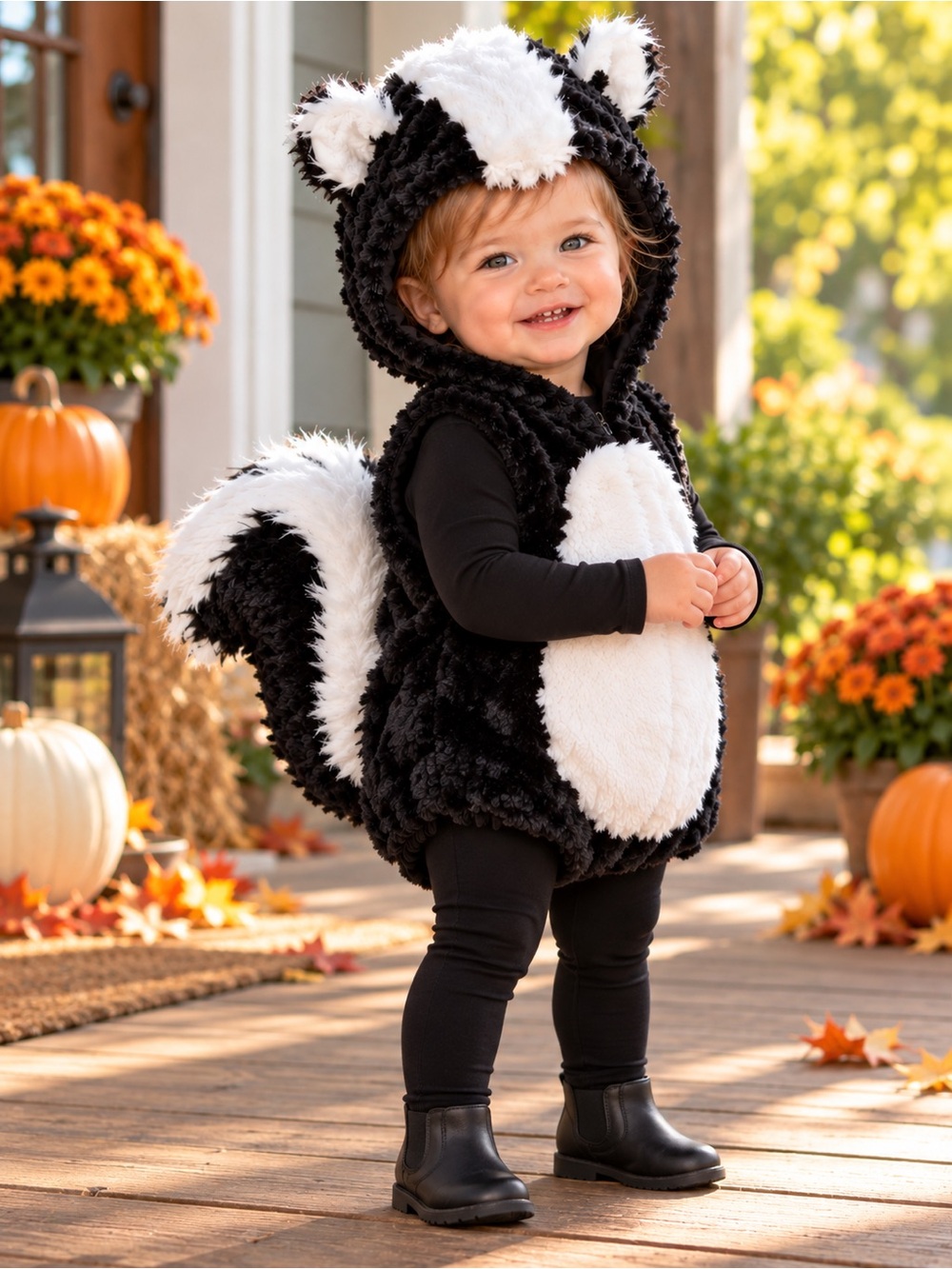 Lil’ Stinker Skunk Baby Costume 12–18M Hooded Jumpsuit NWT 🦨